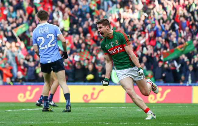 Lee Keegan celebrates scoring a goal