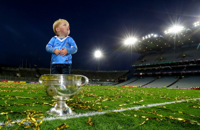 Denis Bastick sons Aidan in the Sam Maguire after the game