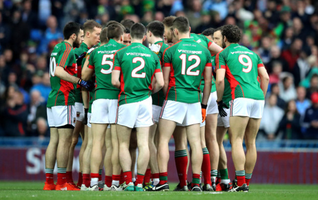 Mayo team huddle