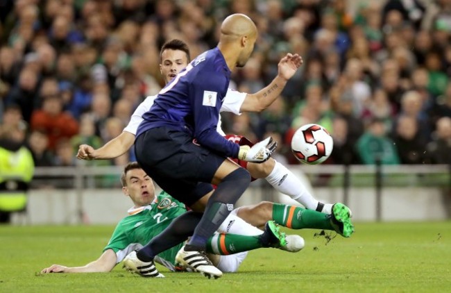 Seamus Coleman and Darren Randolph with Valeri Kazaishvili