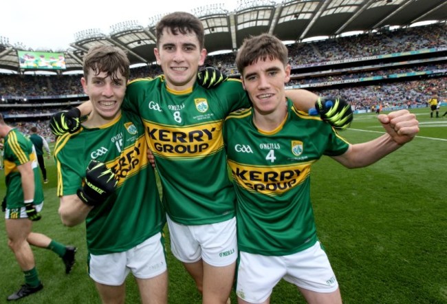 Conor Geaney, Mark O'Connor and Tom O'Sullivan celebrate