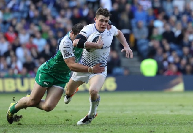 Leinster’s Garry Ringrose is tackled by Connacht’s Robbie Henshaw