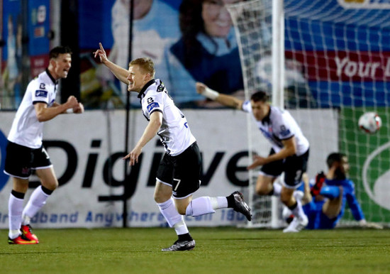 Daryl Horgan celebrates scoring his sides first goal