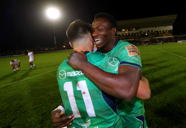 Cian Kelleher and Niyi Adeolokun celebrate