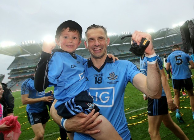 Alan Brogan celebrates with his son Jamie