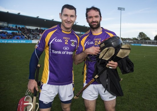 Niall Corcoran celebrates with Damien Kelly at the final whistle