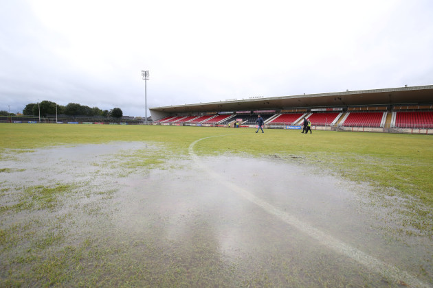 A general view of the pitch after the county final replay is postponed
