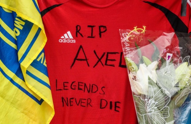 Tributes are paid to Anthony Foley outside Thomond Park