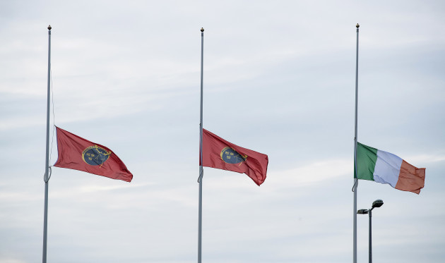 Flags fly at half mast in tribute to the late Munster Head Coach Anthony Foley