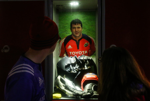 Fans look at a tribute to Anthony Foley in the museum ahead of the game 22/10//2016