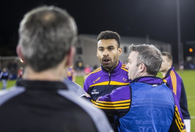 Karl Dias gives off to the referee at the end of the game