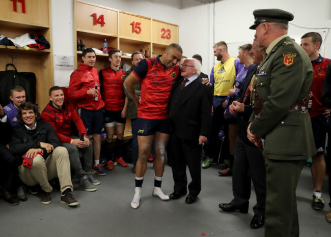 Simon Zebo with Michael D. Higgins