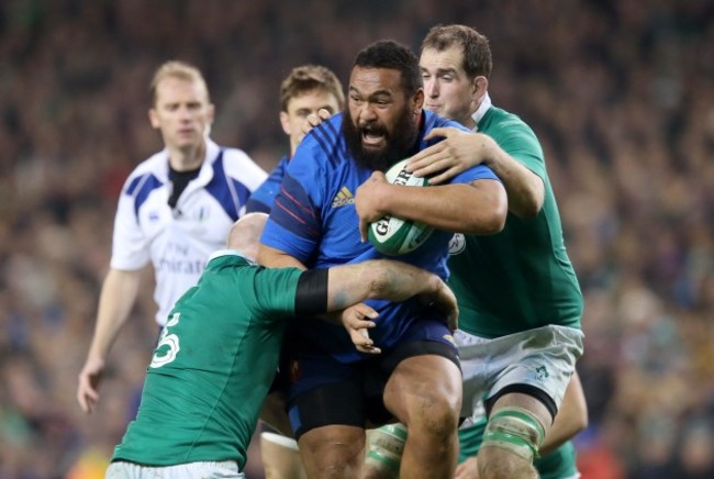 Devin Toner and Paul O'Connell with Uini Atonio