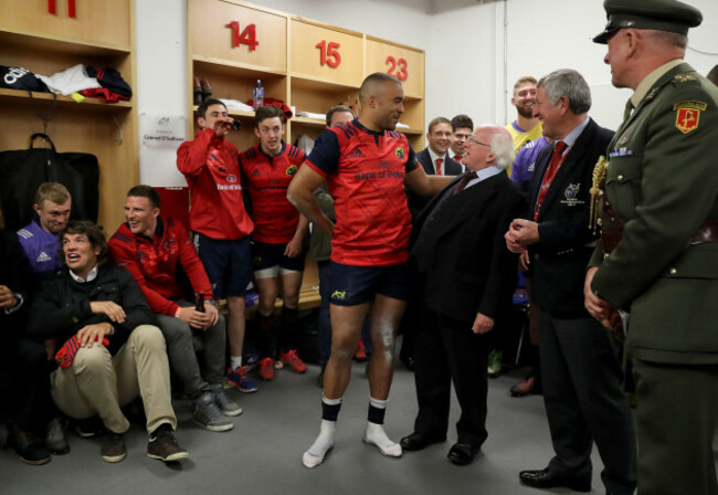 Simon Zebo with Michael D. Higgins