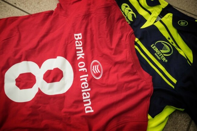 The Leinster changing room before the match with a training jersey in tribute to the Munster Head Coach Anthony Foley