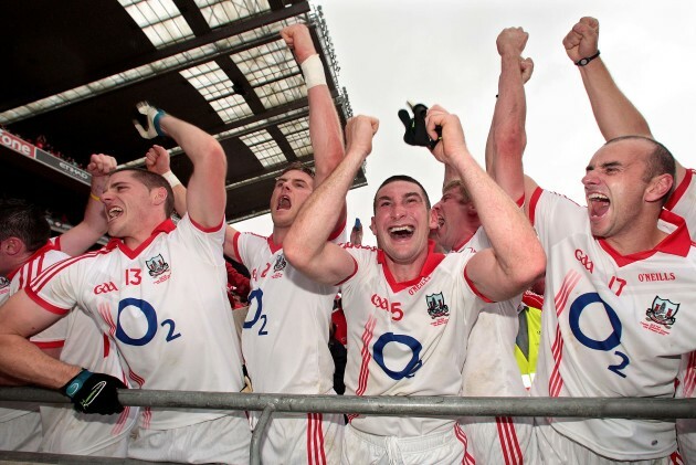 Daniel Goulding, Eoin Cadogan, Noel O'Leary and John Miskella celebrate