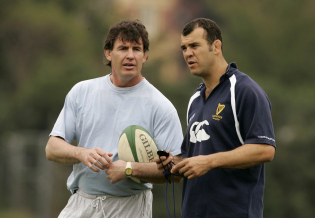 Mike Brewer with Michael Cheika Leinster coach