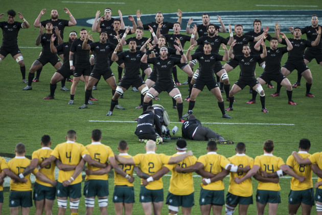 A view of the haka before the game