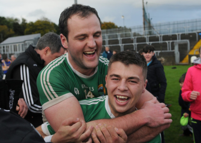 Michael Murphy and Oisin Crawford celebrate at the final whistle