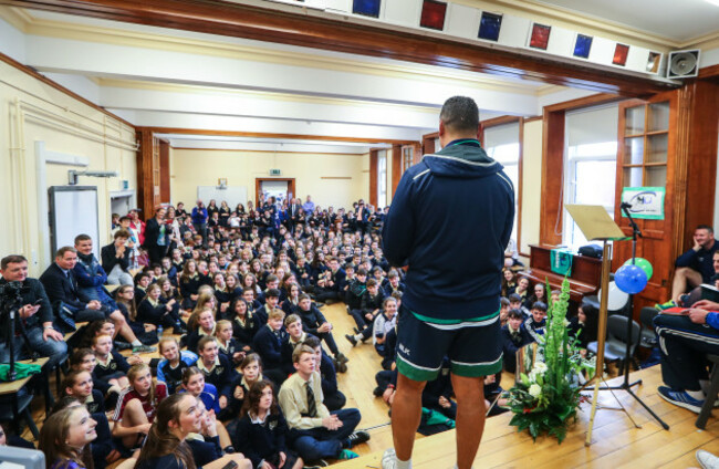 Pat Lam speaks to students