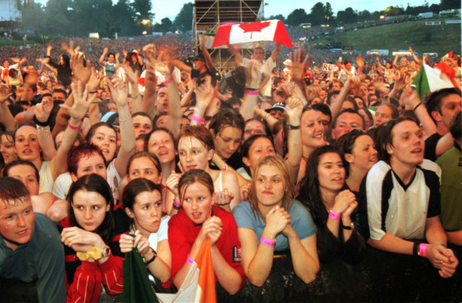 Fans at the front of the 80,000 strong crowd, who