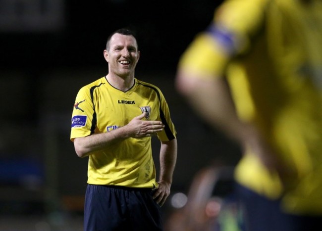 Pat Flynn laughs at the Bohs fans