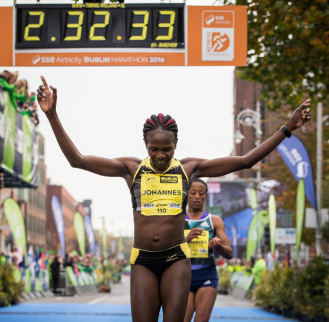 Helalia Johannes from Nambia wins the Women's Dublin Marathon