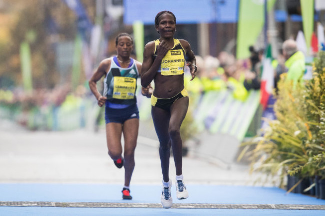 Helalia Johannes from Nambia on her way to winning the Women's Dublin Marathon