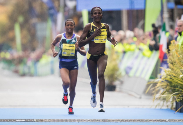 Helalia Johannes from Nambia on her way to winning the Women's Dublin Marathon