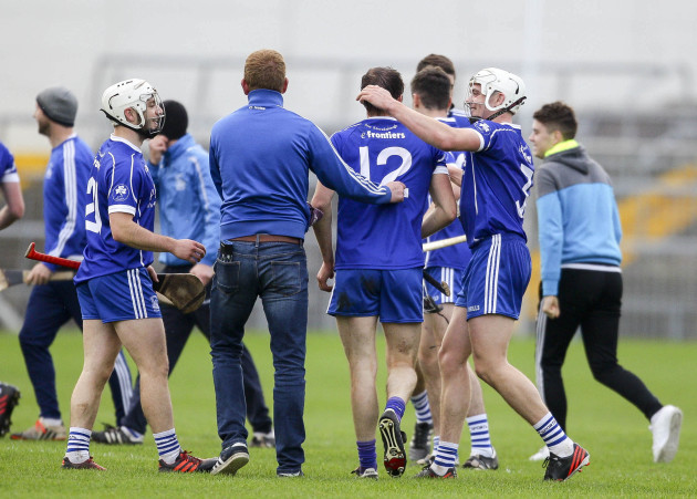 Thurles Sarsfields players celebrate at the end