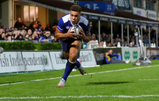 Adam Byrne gathers the ball to score his sides opening try