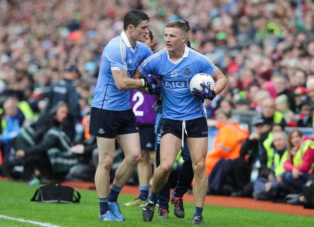 Diarmuid Connolly and Ciaran Kilkenny on the sideline in added time