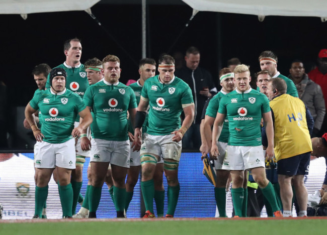 Ireland’s Richardt Strauss Devin Toner Jamie Heaslip Finlay Bealham Conor Murray Rhys Ruddock Paddy Jackson and Stuart Olding