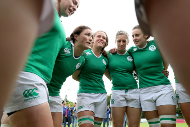 Lucy Mulhall talks to her players after the game