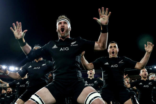 Kieran Read leads the All Blacks during the Haka