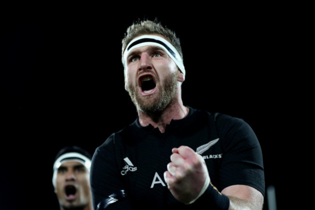 Kieran Read leads the All Blacks during the Haka