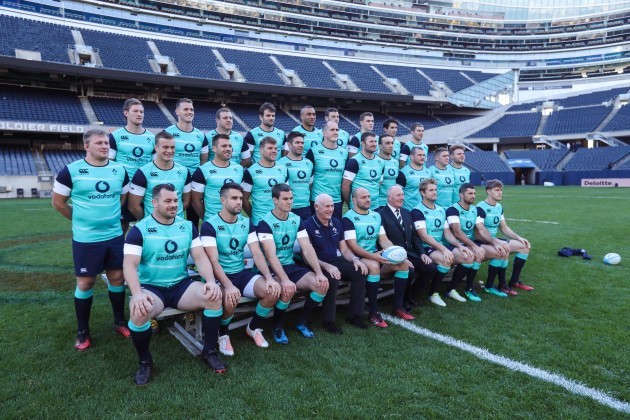 The Ireland players pose for the team photograph