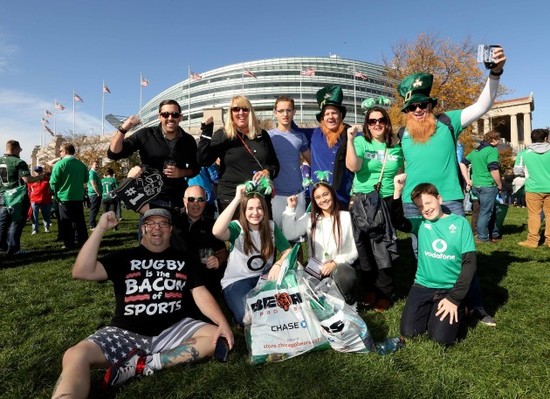 Fans before the match outside Soldier Field