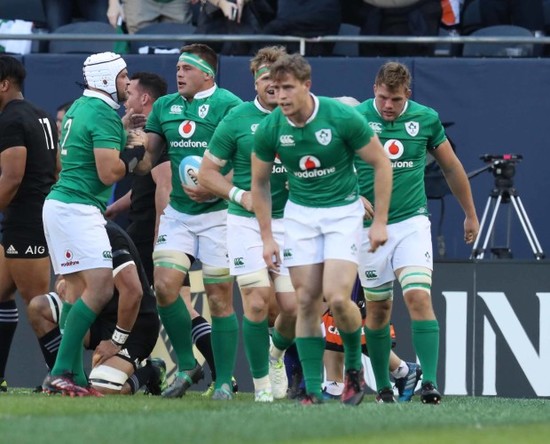 CJ Stander celebrates scoring their second try with Rory Best