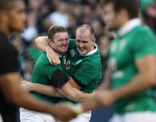 Donnacha Ryan and Devin Toner celebrate winning