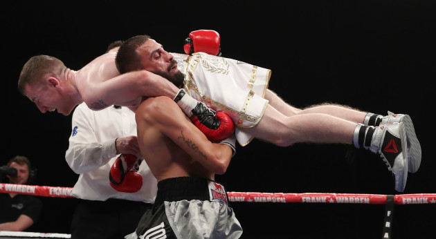 Paddy Barnes defeats Stefan Slachev after he was disqualified for lifting him