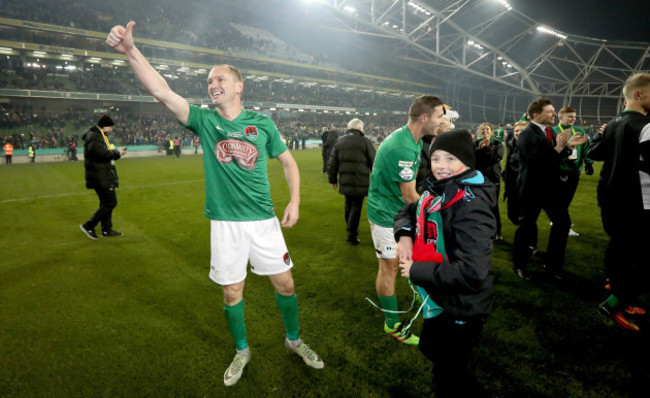 Colin Healy celebrates