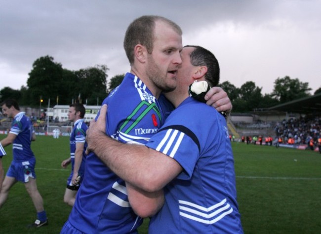 Seamus McEnaney celebrates with Dick Clerkin