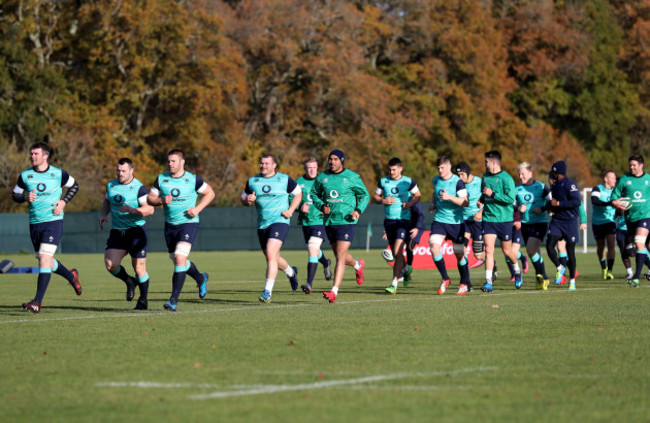 The Irish team lead by Peter O'Mahony