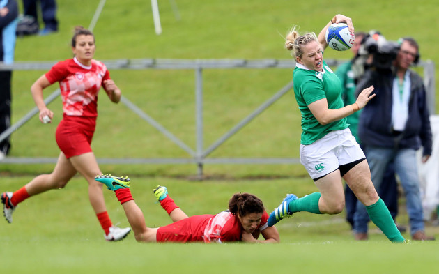 Niamh Briggs gets an injury in a tackle