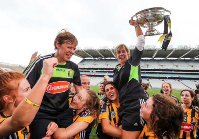 Ann Downey celebrates after the game