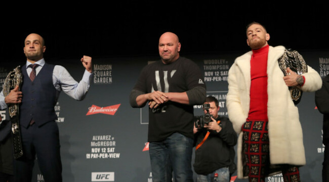 Eddie Alvarez, Dana White and Conor McGregor