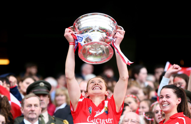 Rena Buckley lifts the O'Duffy cup