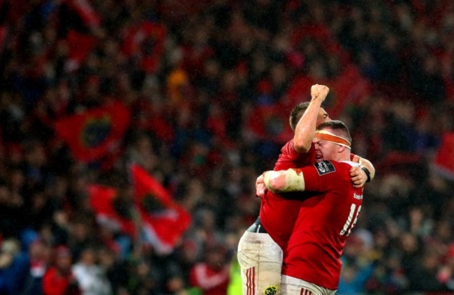 Ian Keatley and Brian Scott celebrate