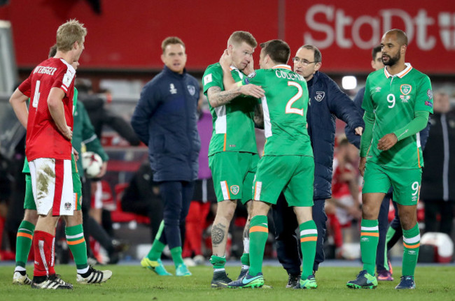 Seamus Colman celebrate with James McClean